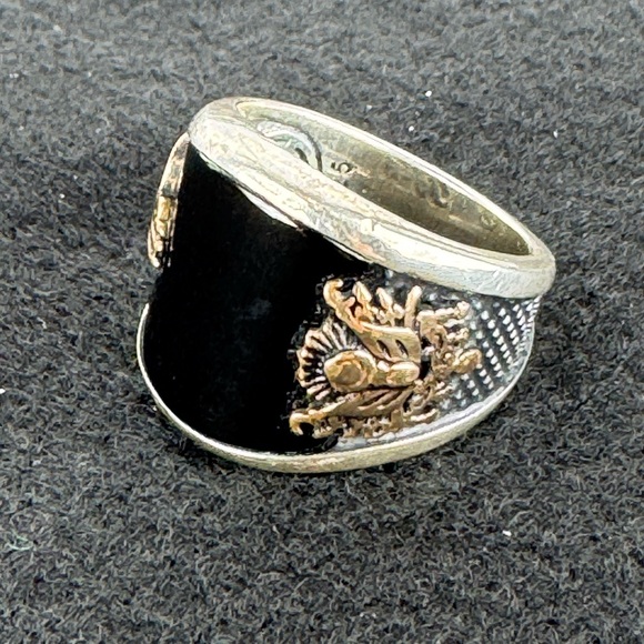 KAR Handmade 925 Sterling Silver Black Onyx Coat of Arms Ottoman size 9 - Picture 4 of 8